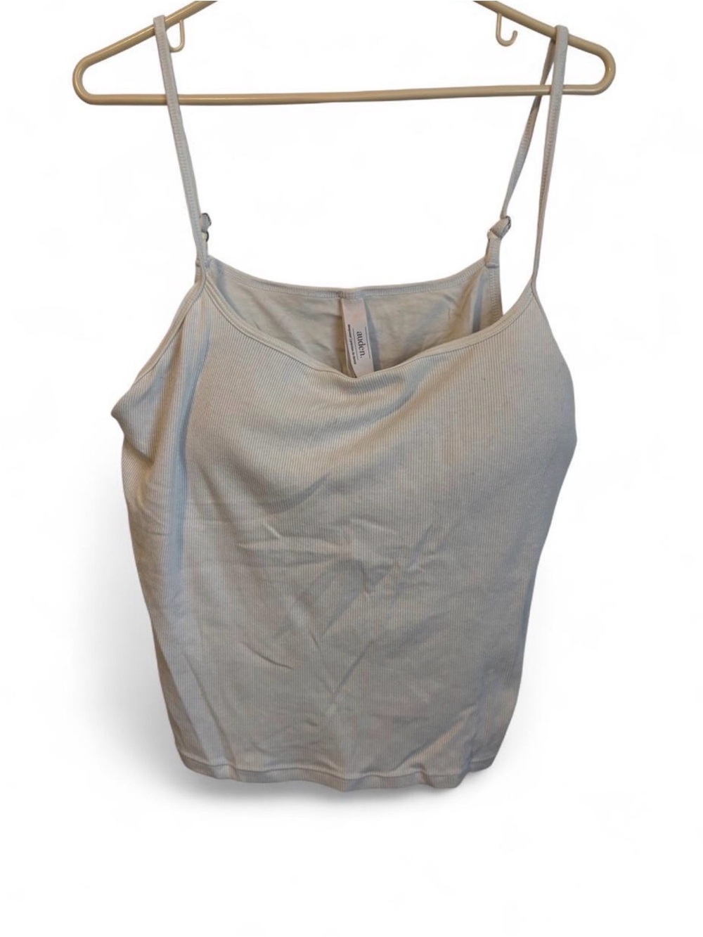 Auden Ribbed Built-In Shelf Bra Cami Crop Tank Top White Size XL